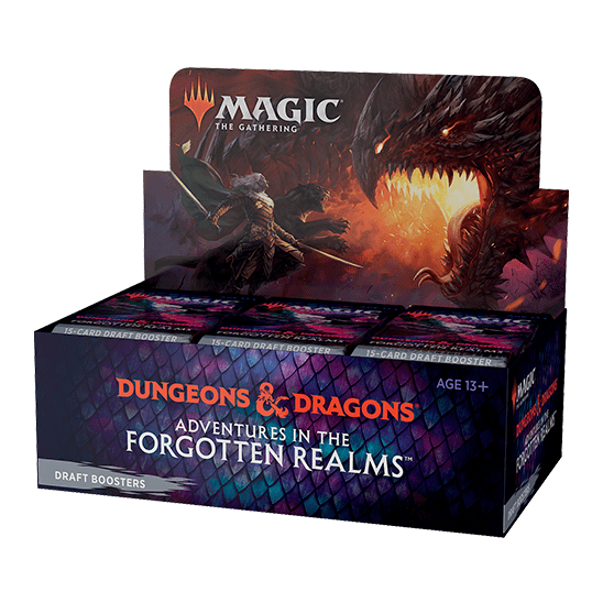 Experience epic Draft or Sealed games with Magic The Gathering: Adventures in the Forgotten Realms Draft Boosters (36 Packs) - EN by Wizards of the Coast, featuring stunning fantasy-themed packaging.