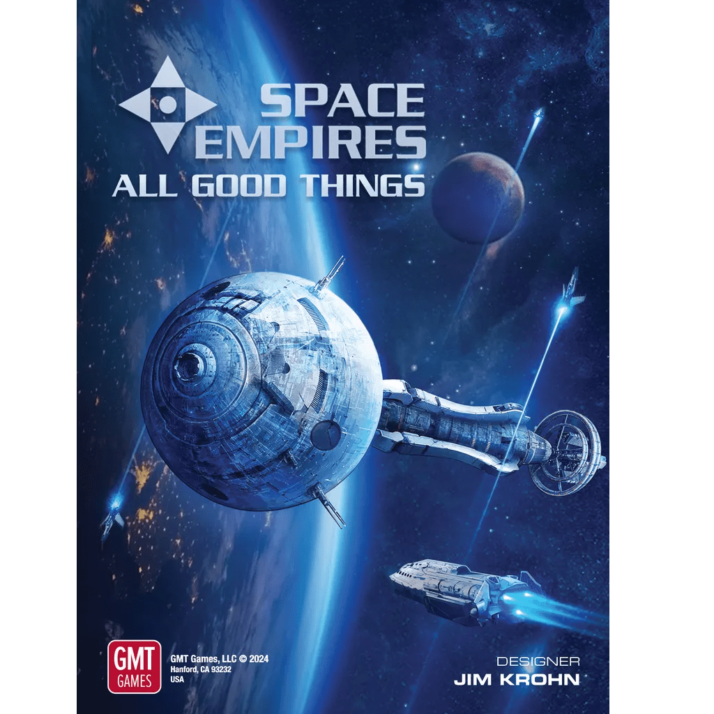 Space empires board game all good things expansion cover with spaceship and planets
