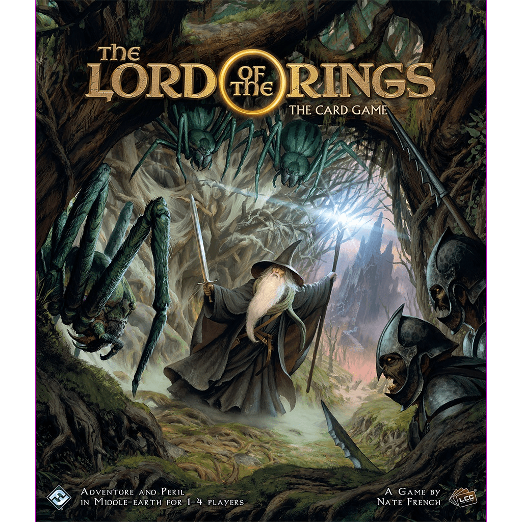In The Lord of the Rings: The Card Game – Revised Core Set by Fantasy Flight Games, 1–4 players embark on cooperative adventures across Middle-earth, facing dangers like giant spiders and armored orcs.