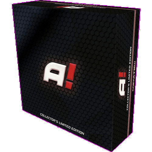 The Corvus Belli Aristeia! Collector's Limited Edition box features a black hexagon pattern, bold white and red A! logo, and Collectors Limited Edition text—ideal for Infinity miniatures fans.