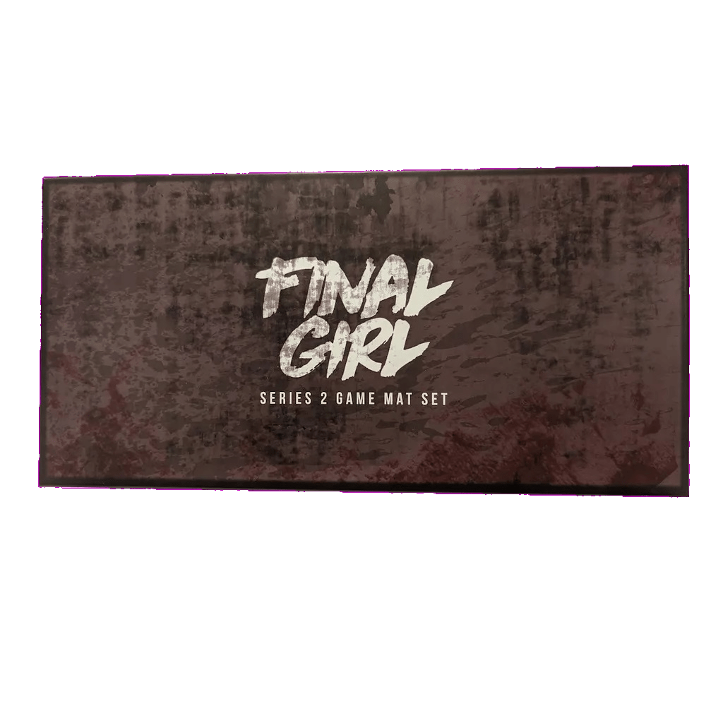 A rectangular game mat with a dark, textured background and bold white "Final Girl: Series 2 Game Mat Set" text at the center—perfect for Van Ryder Games enthusiasts seeking an immersive Series 2 experience.