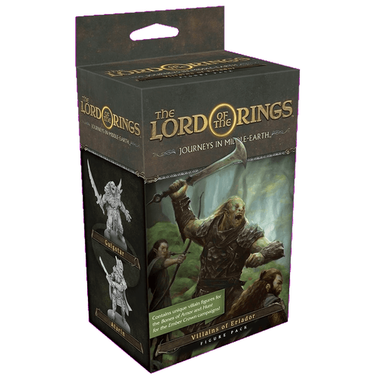 The Lord of the Rings Journeys in Middle-Earth Villains of Eriador Figure Pack by Fantasy Flight Games features detailed tabletop miniatures and official game artwork.