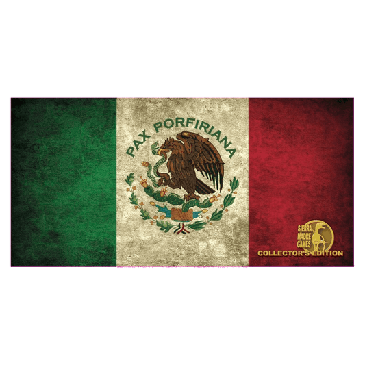 The Pax Porfiriana Collector's Edition by Ion Game Design features a vintage-style Mexican flag with "Pax Porfiriana" above the eagle and a gold Collector's Edition logo in the lower right, adding an exclusive touch.