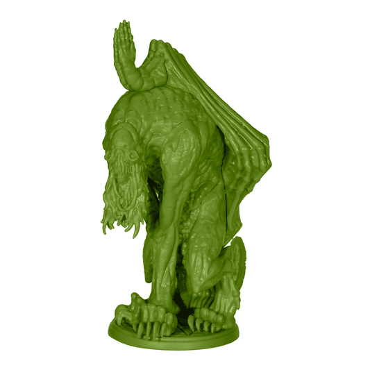 Add the iconic Lord Great Cthulhu to your collection with this green figurine from Petersen Games’ Planet Apocalypse: Lord Great Cthulhu Expansion—detailed with wings, textured skin, and tentacles, ideal for enhancing your next board game adventure.