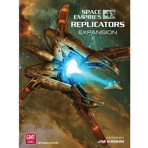 Space Empires 4X Replicators Expansion cover with spaceship and space background