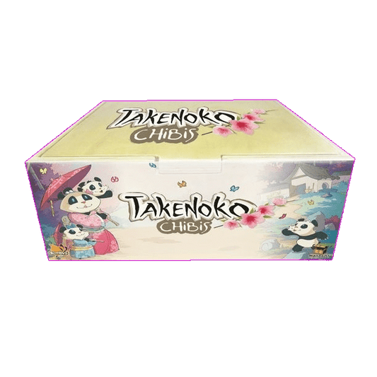 The Takenoko: Chibis Expansion Giant Edition by Matagot features a scenic, pastel-colored box with pandas and blossoms. Ideal for fans wanting a charming board game expansion in EN/NL/DE/FR.