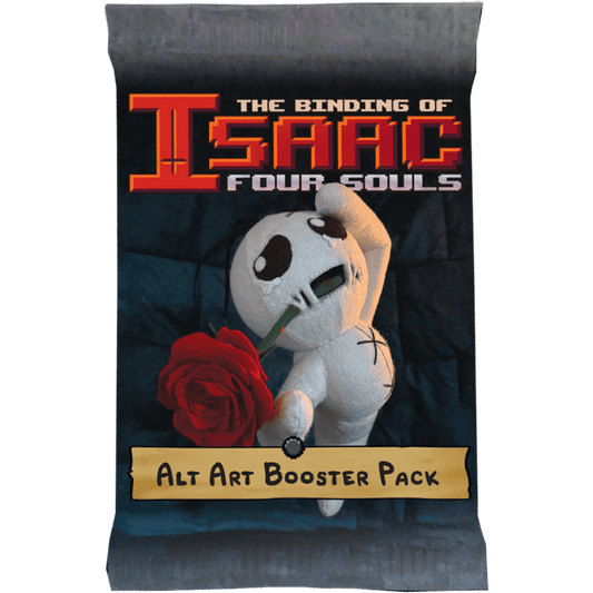 Expand your collection with The Binding of Isaac: Four Souls Extras Bundle by Maestro Media, featuring exclusive cards and unique plush character artwork on the Alt Art Booster Pack.
