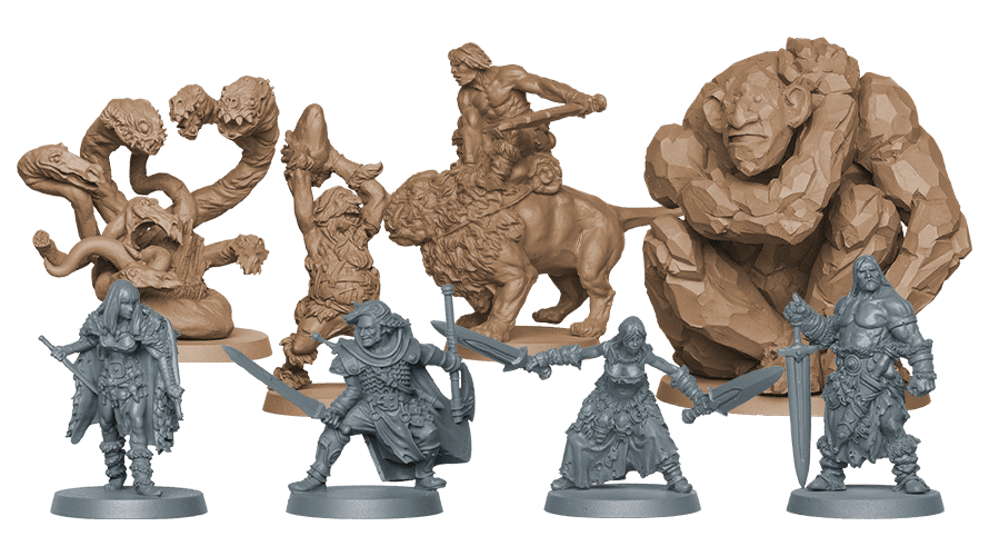 The Trudvang Legends Wildland Expansion by Cool Mini Or Not features four humanoid warriors and four larger fantasy creatures—ideal detailed miniatures for expanding your next adventure or campaign.