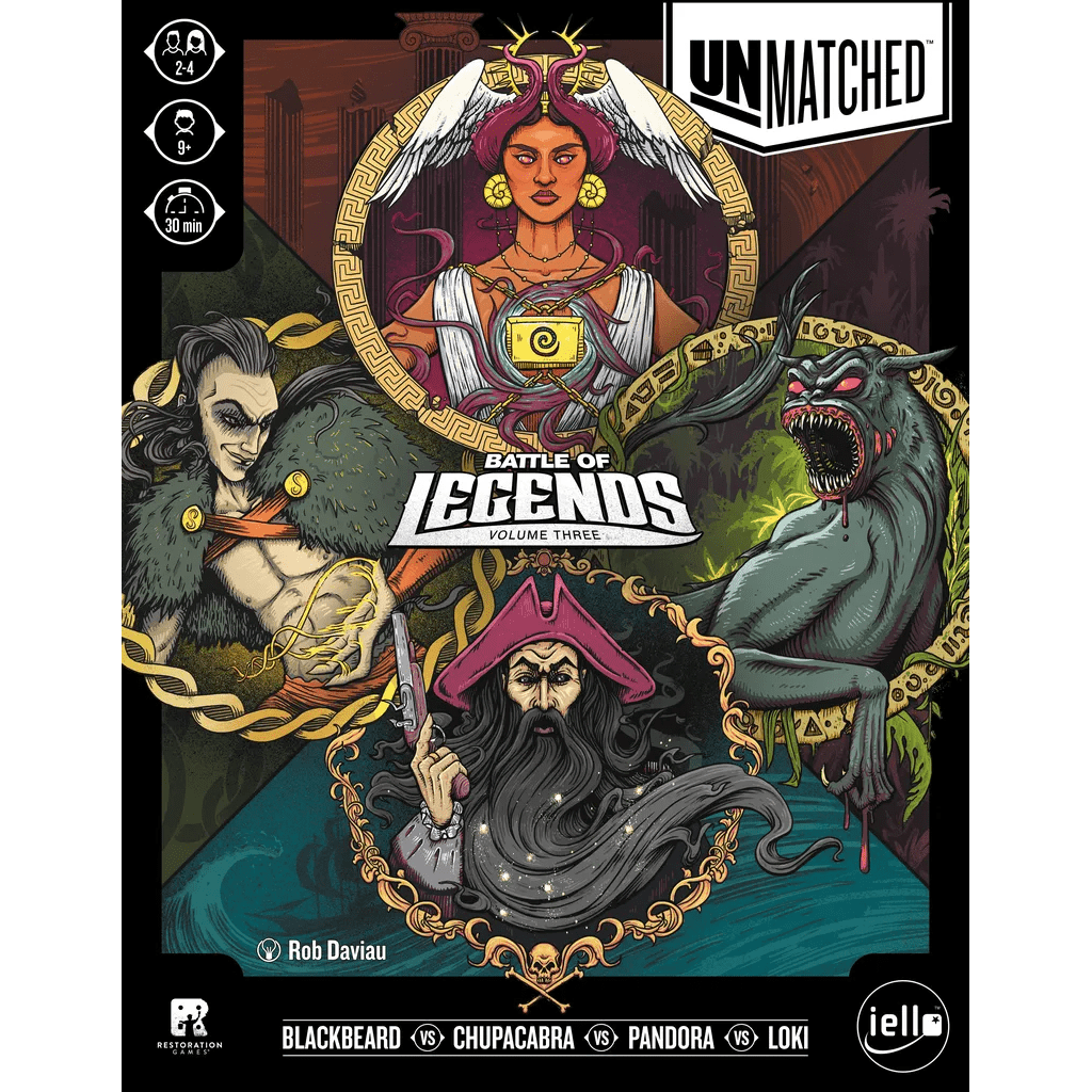 Cover of 'Battle of Legends Volume Three' featuring illustrated characters with 'Unmatched' branding.