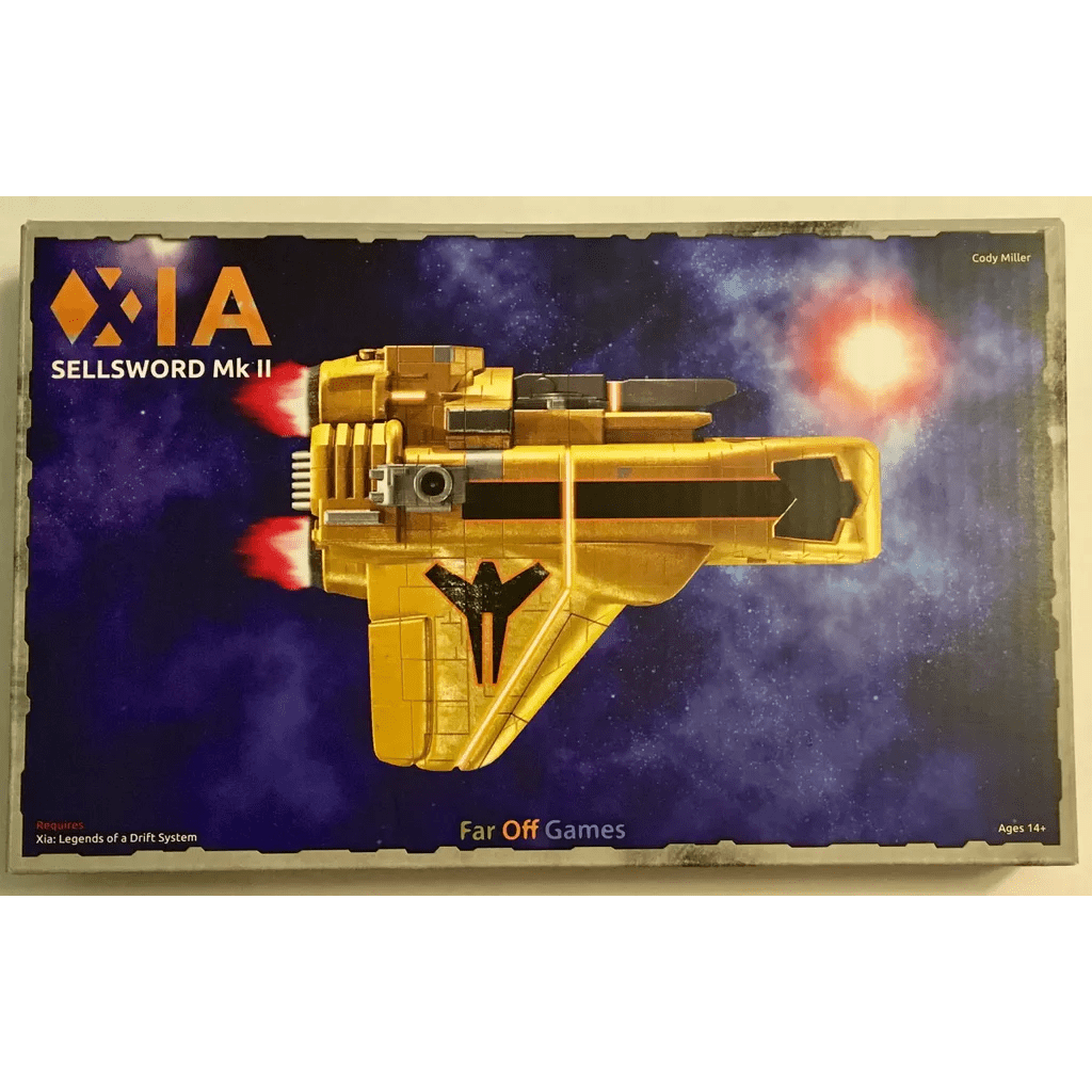 Box cover of the Xia: Legends of a Drift System Bundle by Far Off Games shows a yellow spaceship soaring through space amid stars and bright light, set in the Xia: Legends of a Drift System universe.