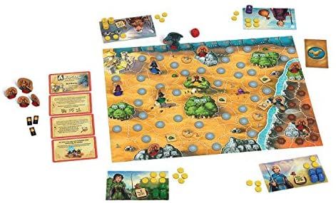 Andor: The Family Fantasy Game by Kosmos is a colorful family board game with character pieces, cards, dice, tokens, and player boards around a main board of paths, forests, and mountains—perfect for cooperative fantasy adventures.