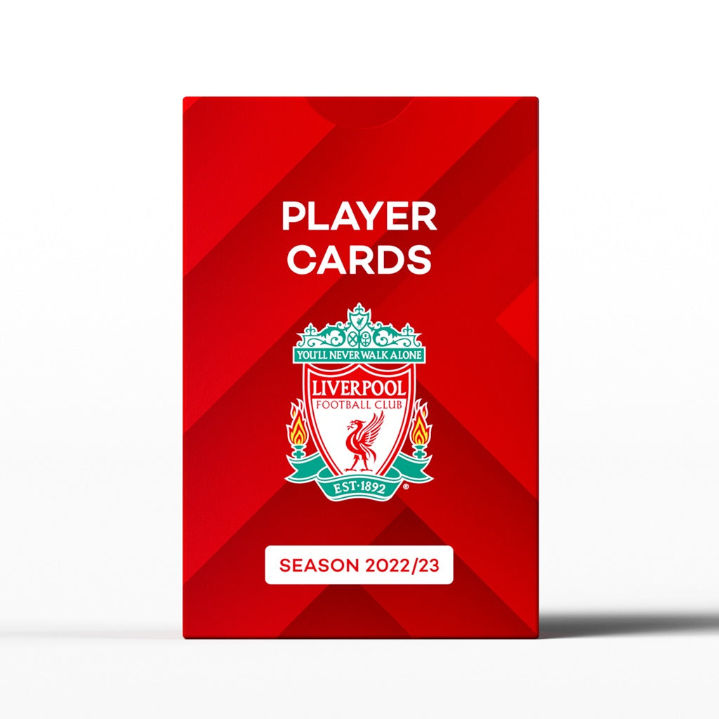 The red Superclub: Liverpool FC Player Cards 2022/23 box features the club crest, Season 2022/23 text, and contains official Superclub cards of Liverpool FC first team players.