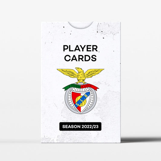 Superclub: SL Benfica Player Cards 2022/23, featuring the club logo and season details in a sleek white box—ideal for Superclub fans and Benfica supporters.